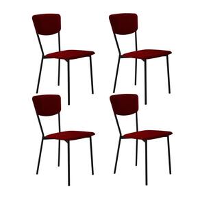 Cadeira Fixa Estofada Vintage Retrô com 4 Unidades Vermelho /Preto