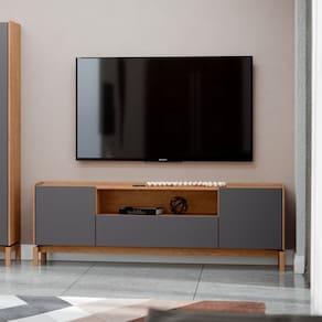Rack 2 Portas 2 Gavetas Barcelona 60,5x180x40 cm Tauari/Concret