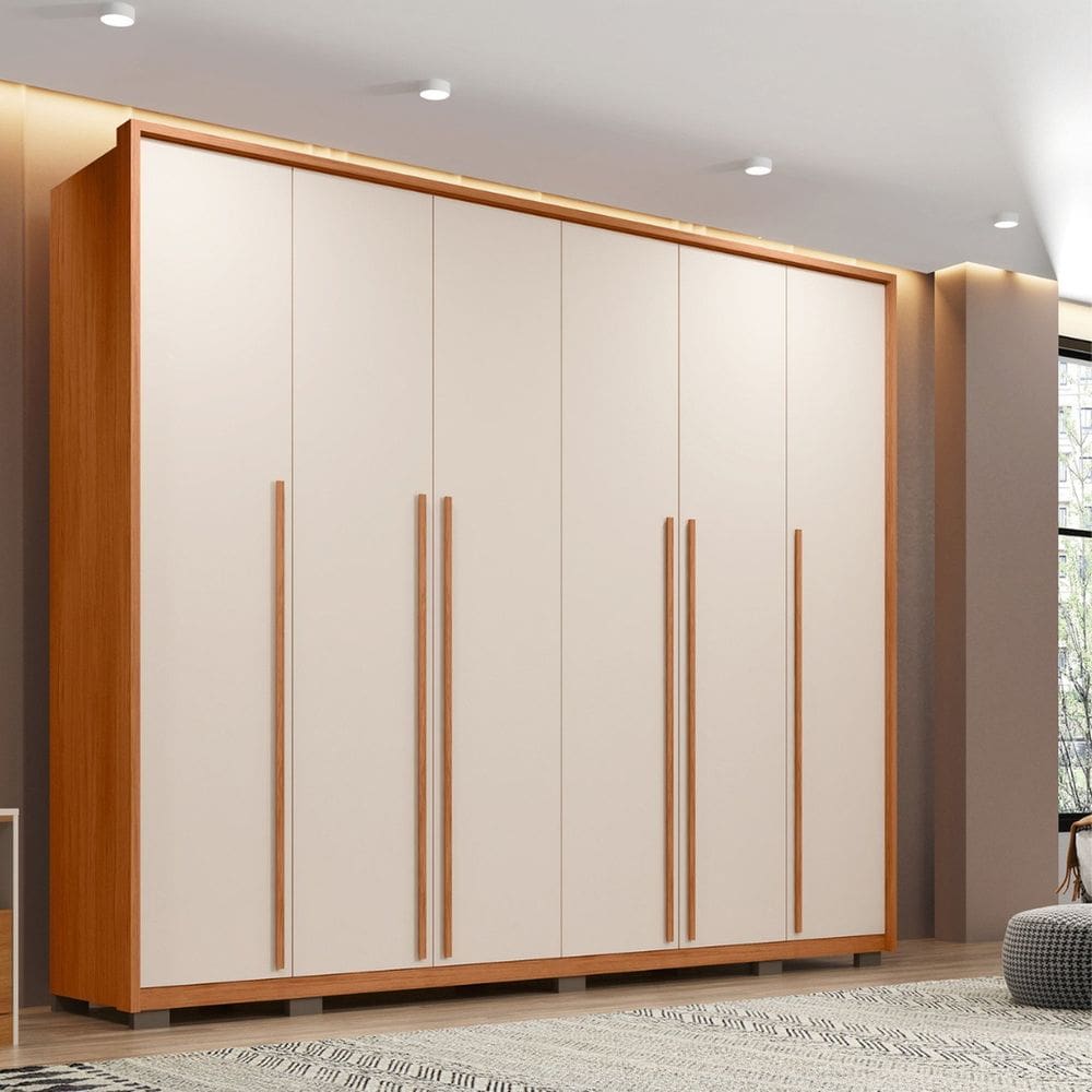 Guarda-roupa Casal 6 Portas 6 Gavetas Suburban Espresso Móveis Freijó/Off White
