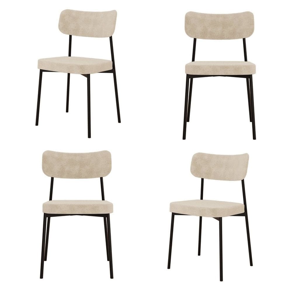 Kit com 4 Cadeiras para Sala de Jantar Mona Yescasa Boucle Vanilla