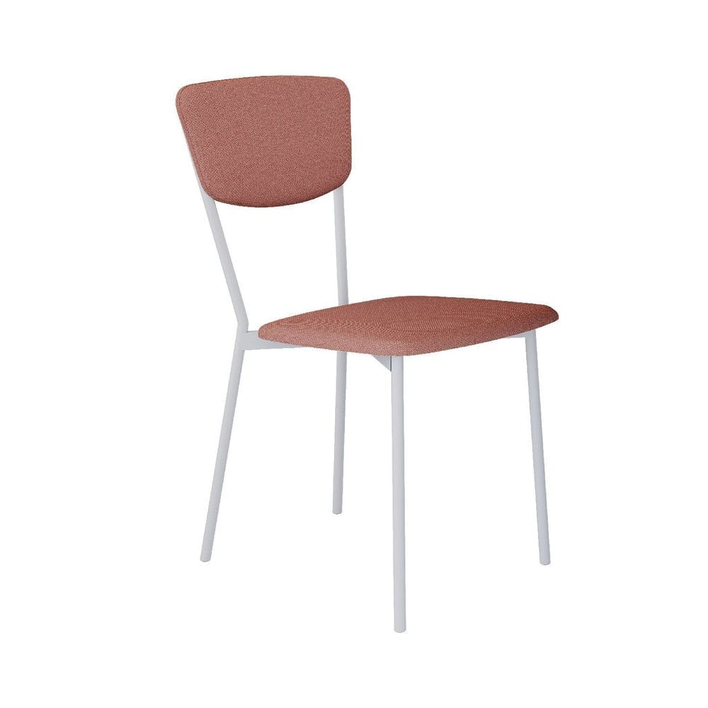 Cadeira Fixa Estofada Vintage Retrô Rosê/Branco