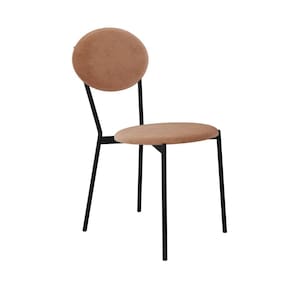 Cadeira Fixa Estofada Vintage Elipse Nude/Preto Fosco