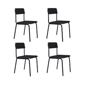 Conjunto 4 Cadeiras Estofadas Fixa Empilhável Fit Cinza / Preto Fosco