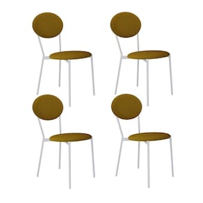 Cadeira Fixa Estofada Vintage Elipse com 4 unidades Branco/Mostarda