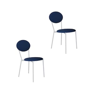 Cadeira Fixa Estofada Vintage Elipse com 2 Unidades Azul/Branco Fosco