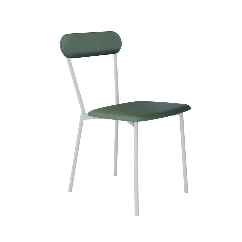 Cadeira Fixa Estofada Vintage Emília Urano Verde Sálvia/Branco Fosco