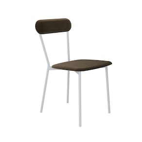 Cadeira Fixa Estofada Vintage Emília Sand/Branco Fosco