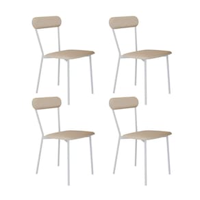 Cadeira Fixa Estofada Vintage Emília com 4 Unidades Areia/Branco Fosco