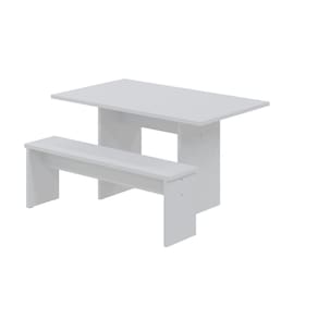 Mesa de Jantar 135x80x74cm 2,5cm com 1 Banco Essence Branco