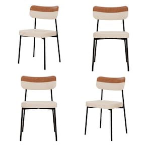 Kit com 4 Cadeiras para Sala de Jantar Mona Yescasa Areia Corriente/Caramelo