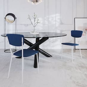 Cadeira Fixa Estofada Vintage Retrô com 2 Unidades Azul /Branco
