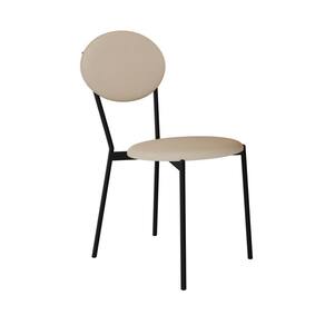Cadeira Fixa Estofada Vintage Elipse Areia Light/Preto Fosco