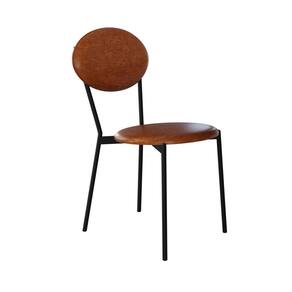 Cadeira Fixa Estofada Vintage Elipse Caramelo/Preto Fosco