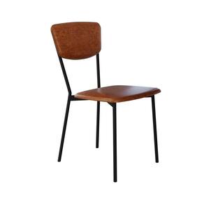 Cadeira Fixa Estofada Vintage Retrô Caramelo/Preto Fosco