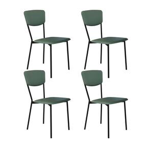 Cadeira Fixa Estofada Vintage Retrô com 4 Unidades Verde/Preto