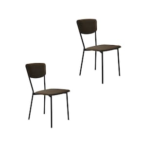 Cadeira Fixa Estofada Vintage Retrô com 2 Unidades Sand/Preto