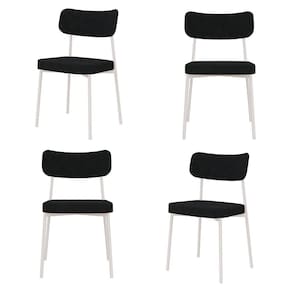 Kit com 4 Cadeiras para Sala de Jantar Mona Yescasa Boucle Cinza Grafite/Branco