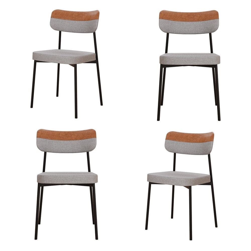 Kit com 4 Cadeiras para Sala de Jantar Mona Yescasa Cinza Claro Corriente/Caramelo