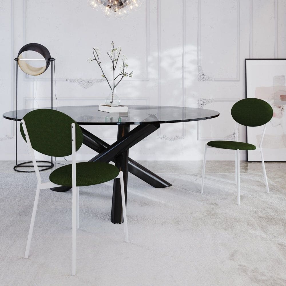 Cadeira Fixa Estofada Vintage Elipse com 2 unidades Verde Musgo /Branco Fosco