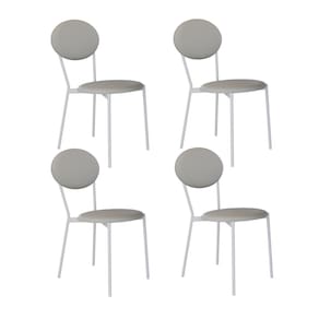 Cadeira Fixa Estofada Vintage Elipse com 4 Unidades Saturno Off White/Branco Fosco
