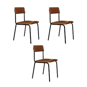 Conjunto 3 Cadeiras Estofadas Fixa Empilhável Fit Caramelo / Preto Fosco