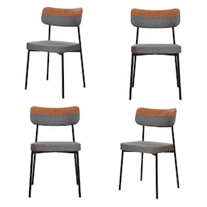 Kit com 4 Cadeiras para Sala de Jantar Mona Yescasa Cinza Corriente/Caramelo