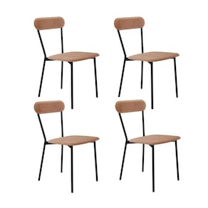 Cadeira Fixa Estofada Vintage Emília com 4 Unidades Nude/Preto Fosco
