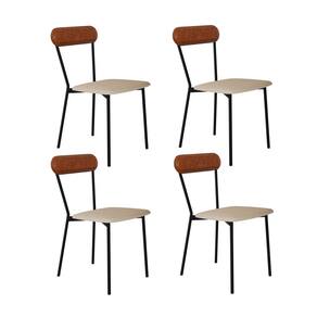 Cadeira Fixa Estofada Vintage Emília com 4 unidades Areia/Caramelo/Preto