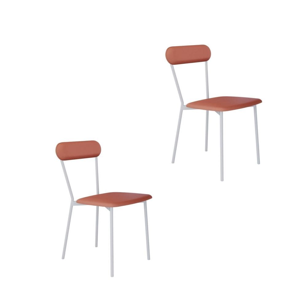 Cadeira Fixa Estofada Vintage Emília com 2 Unidades Marte Terra Rosê/Branco Fosco