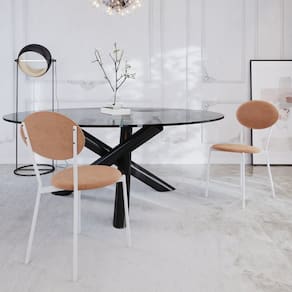 Cadeira Fixa Estofada Vintage Elipse com 2 unidades Nude/Branco Fosco