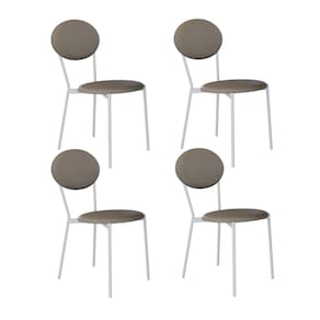 Cadeira Fixa Estofada Vintage Elipse com 4 Unidades Cinza/Branco