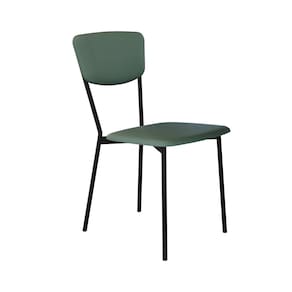 Cadeira Fixa Estofada Vintage Retrô Urano Verde Sálvia/Preto Fosco