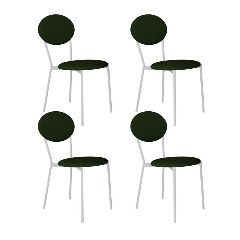 Cadeira Fixa Estofada Vintage Elipse com 4 unidades Branco/Preto