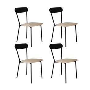 Cadeira Fixa Estofada Vintage Emília com 4 unidades Areia/Preto
