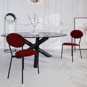 Cadeira Fixa Estofada Vintage Elipse com 4 unidades Vermelho Vinho /Preto Fosco