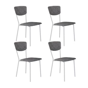 Cadeira Fixa Estofada Vintage Retrô com 4 Unidades Prata/Branco