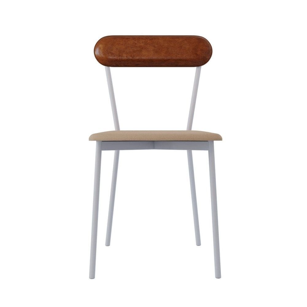 Cadeira Fixa Estofada Vintage Emília com 2 unidades Areia/Branco