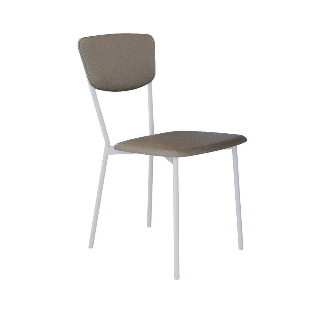 Cadeira Fixa Estofada Vintage Retrô Cinza/Branco