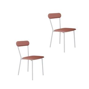 Cadeira Fixa Estofada Vintage Emília com 2 Unidades Tulipa Rosê/Branco Fosco