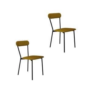 Cadeira Fixa Estofada Vintage Emília com 2 unidades Mostarda /Preto