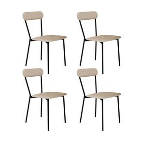 Cadeira Fixa Estofada Vintage Emília com 4 unidades Areia/Preto