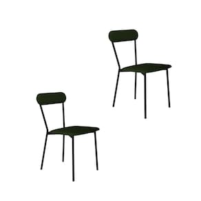 Cadeira Fixa Estofada Vintage Emília com 2 unidades Verde Musgo