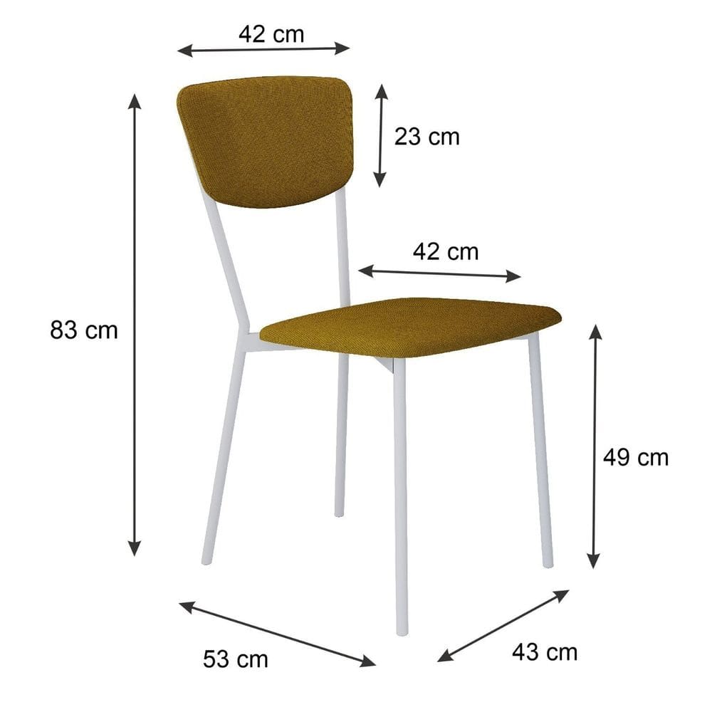 Cadeira Fixa Estofada Vintage Retrô com 2 Unidades Amarelo/Branco