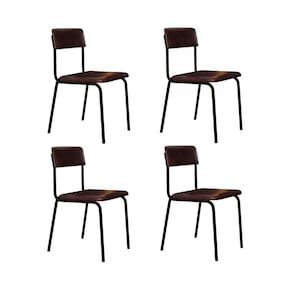 Conjunto 4 Cadeiras Estofadas Fixa Empilhável Fit Café / Preto Fosco