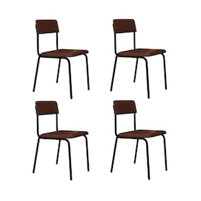 Conjunto 4 Cadeiras Estofadas Fixa Empilhável Fit Whisky / Preto Fosco