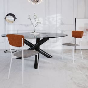 Cadeira Fixa Estofada Vintage Retrô com 2 Unidades Prata/Caramelo/Branco