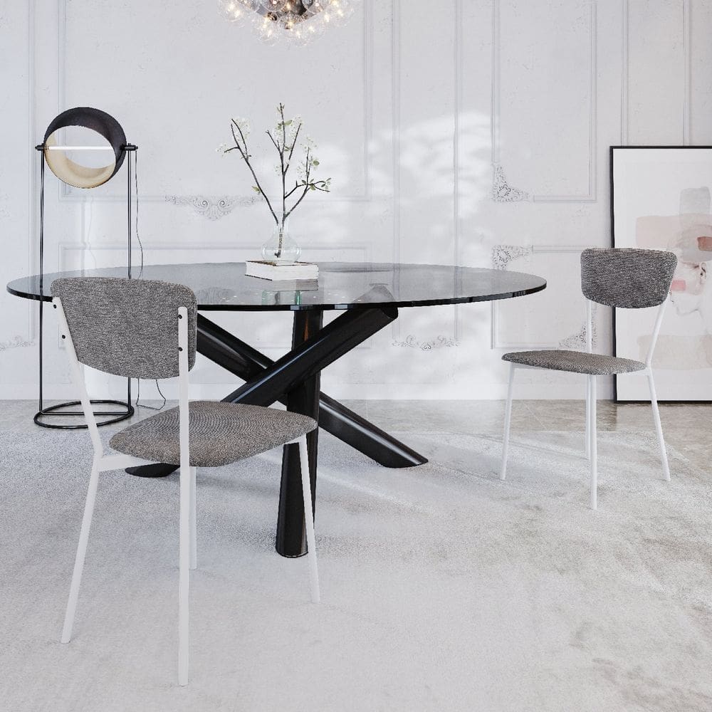 Cadeira Fixa Estofada Vintage Retrô com 2 Unidades Prata/Branco