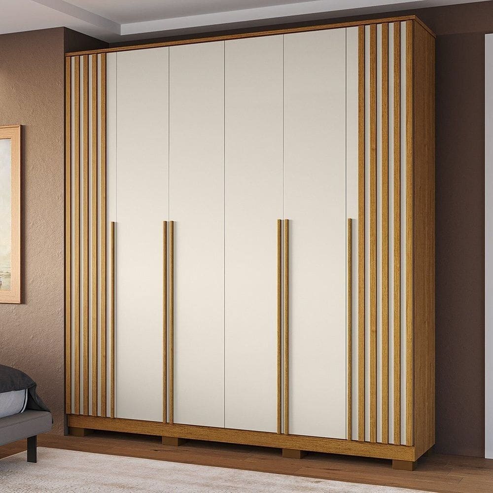 Guarda-Roupa Casal 205,2cm 6 Portas 100% MDF Petunia Espresso Móveis Cinamomo/Off White