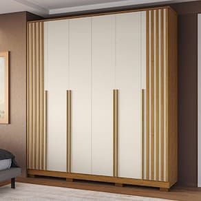 Guarda-Roupa Casal 205,2cm 6 Portas 100% MDF Petunia Espresso Móveis Cinamomo/Off White