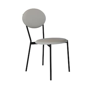 Cadeira Fixa Estofada Vintage Elipse Saturno Off White/Preto Fosco